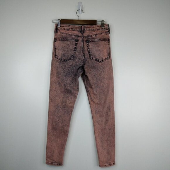 TOPSHOP Acid Wash High Rise Skinny Cropped JEANS  size 28 - Picture 9 of 14